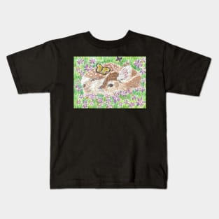 Baby deer  flowers butterflies Kids T-Shirt